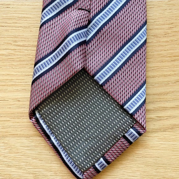 ALEXANDER JULIAN COLOURS Men's Red/Blue Striped Handmade Polyester Necktie sz OS - Picture 5 of 10